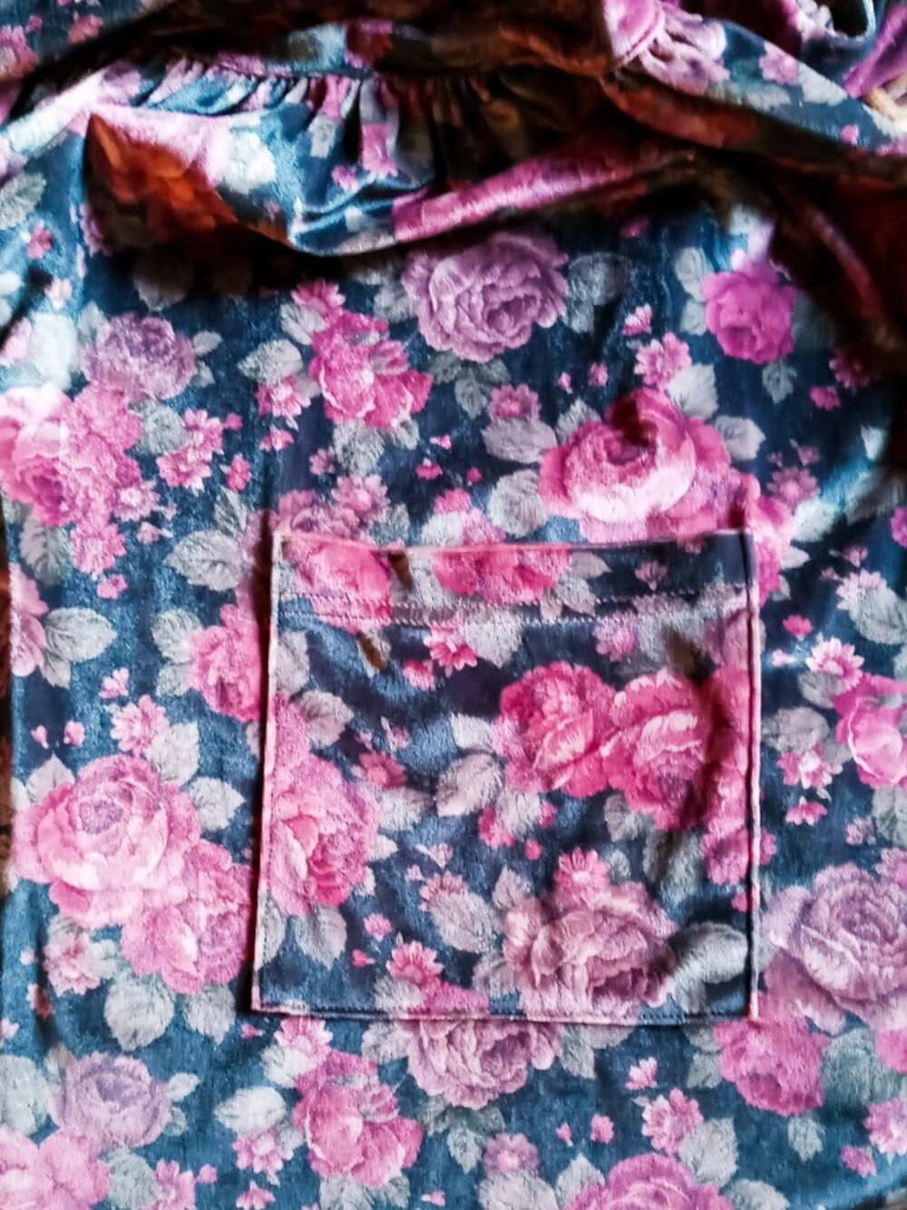 Vintage Moda INTL (Victoria's Secret) Velvet Babydoll Black Floral Tunic Dress M - Picture 5 of 13